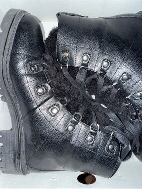 NINE WEST Weaton 3 Womens Shoes 8  Black Fashion Hiker LaceUp Combat Boots